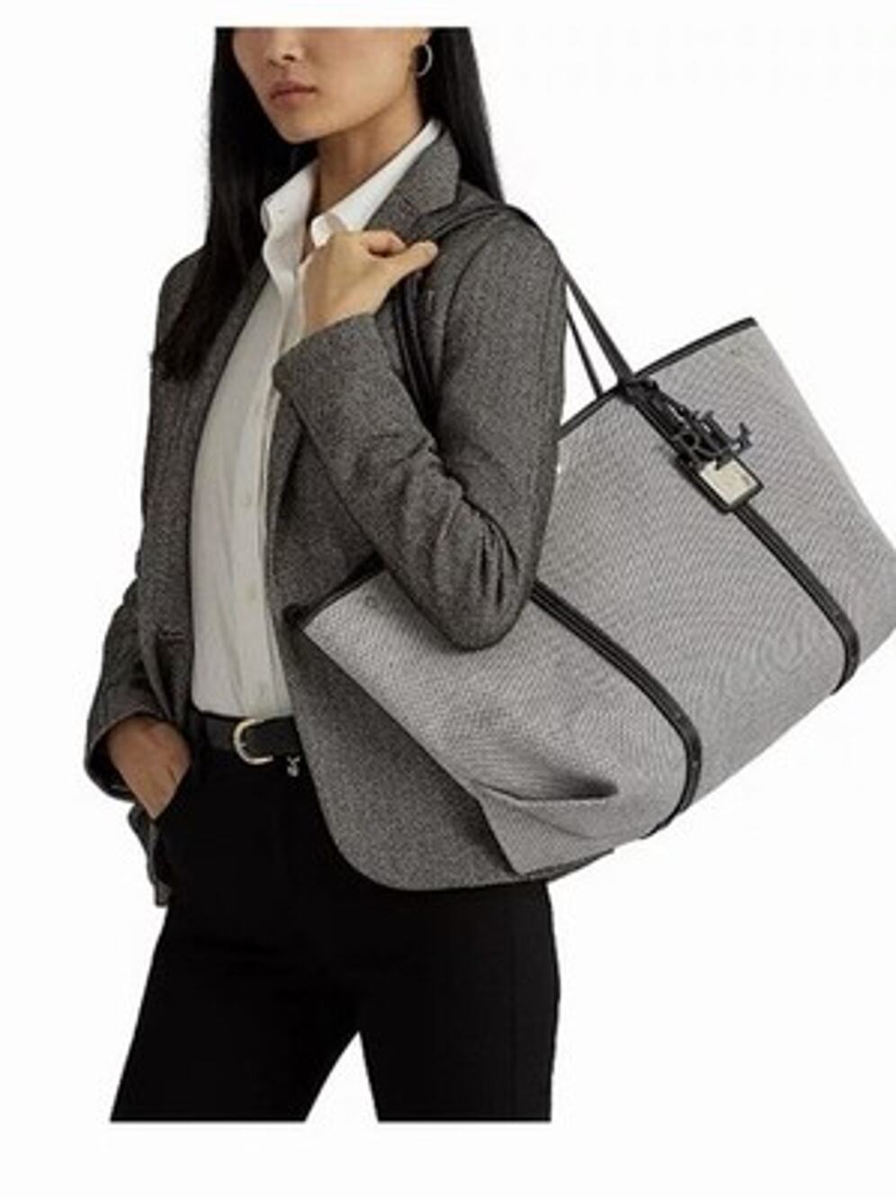 Lauren Ralph Lauren Emerie Canvas & Leather Extra-Large Tote Bag